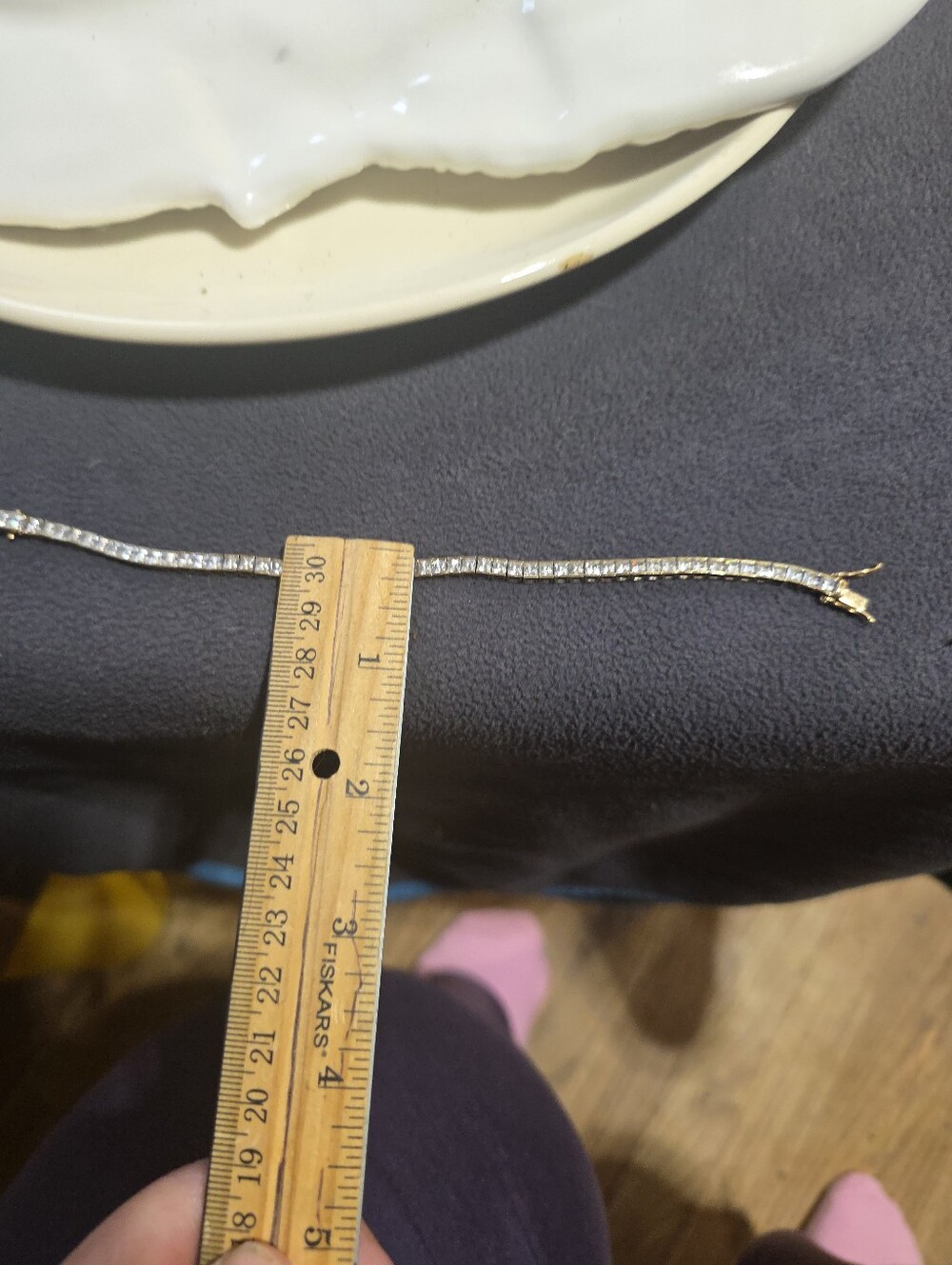 14k 7 Inch Princess Cut Cubic Zirconia Bracelet Over 10 Grams - Picture 7 of 7